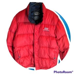 Ralph Lauren Red Puffer Jacket with Flag Patch